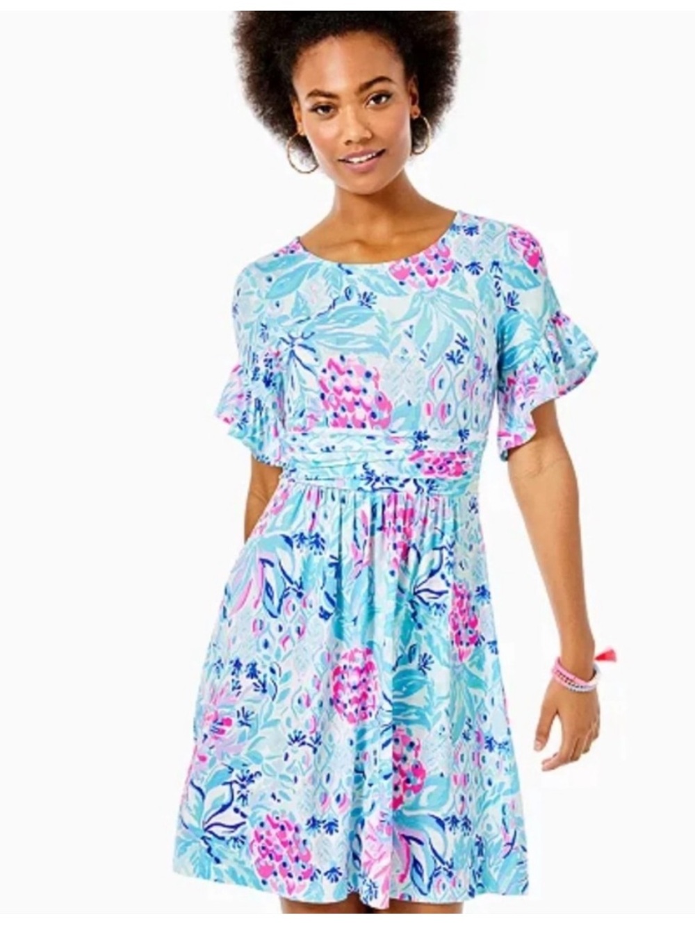 Lilly Pulitzer Riegan Zanzibar Blue Party Princess Fit Flare Dress Size XS EUC